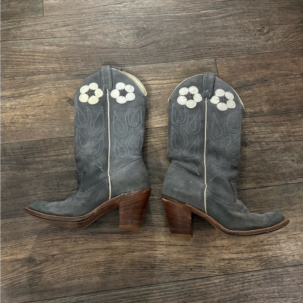vintage Acme floral leather Daisy boots - Picture 2 of 7